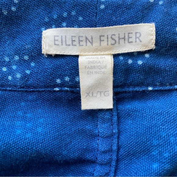 XL Eileen Fisher Kimono Jacket Block Printed Denim Organic Cotton - Picture 8 of 14